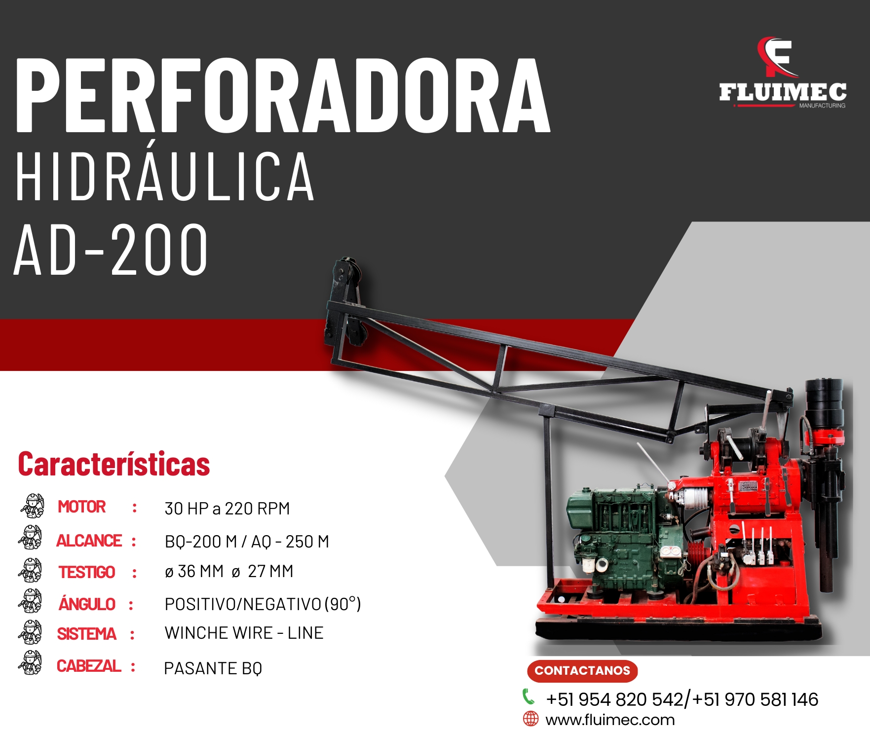 MAQUINA HIDRAULICA AD - 200 EQUIPO CON MOTOR DIESEL 